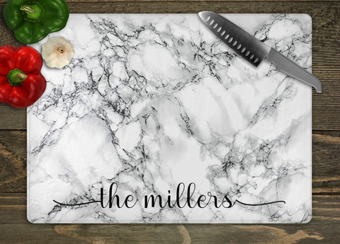 Personalized Bottom Marble Glass Cutting Board
