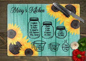 Personalized Sunflower Cutting Board, Sunflower Kitchen, Floral