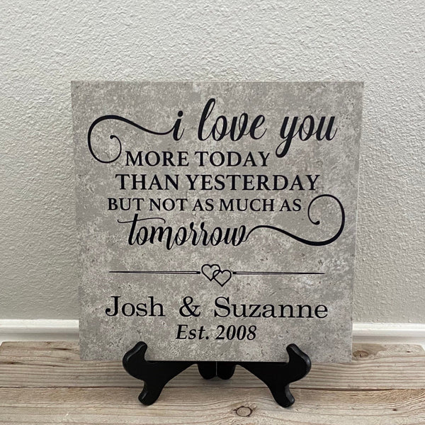 12x12 I Love You More Than Yesterday Personalized Tile