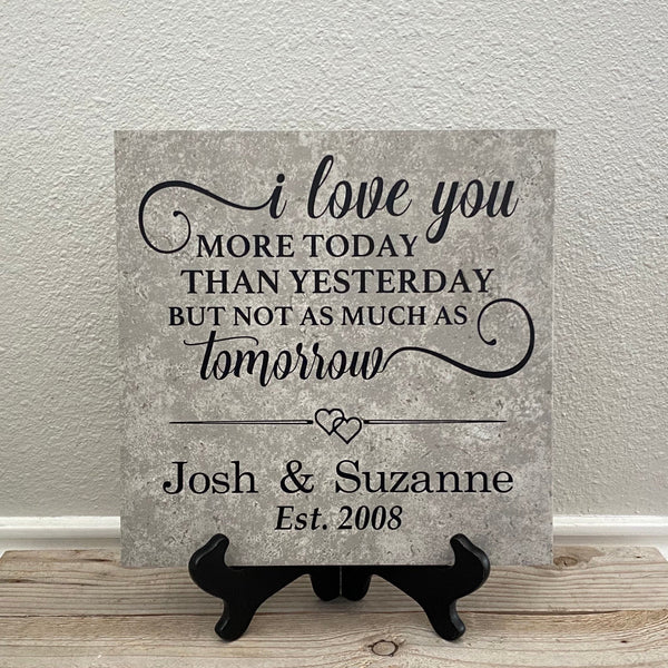 12x12 I Love You More Than Yesterday Personalized Tile