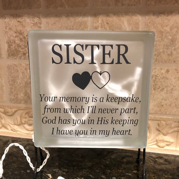 Sister Remembrance Frosted Glass Light- Memorial For Sister, Loss Of Sister, Condolence  Gift