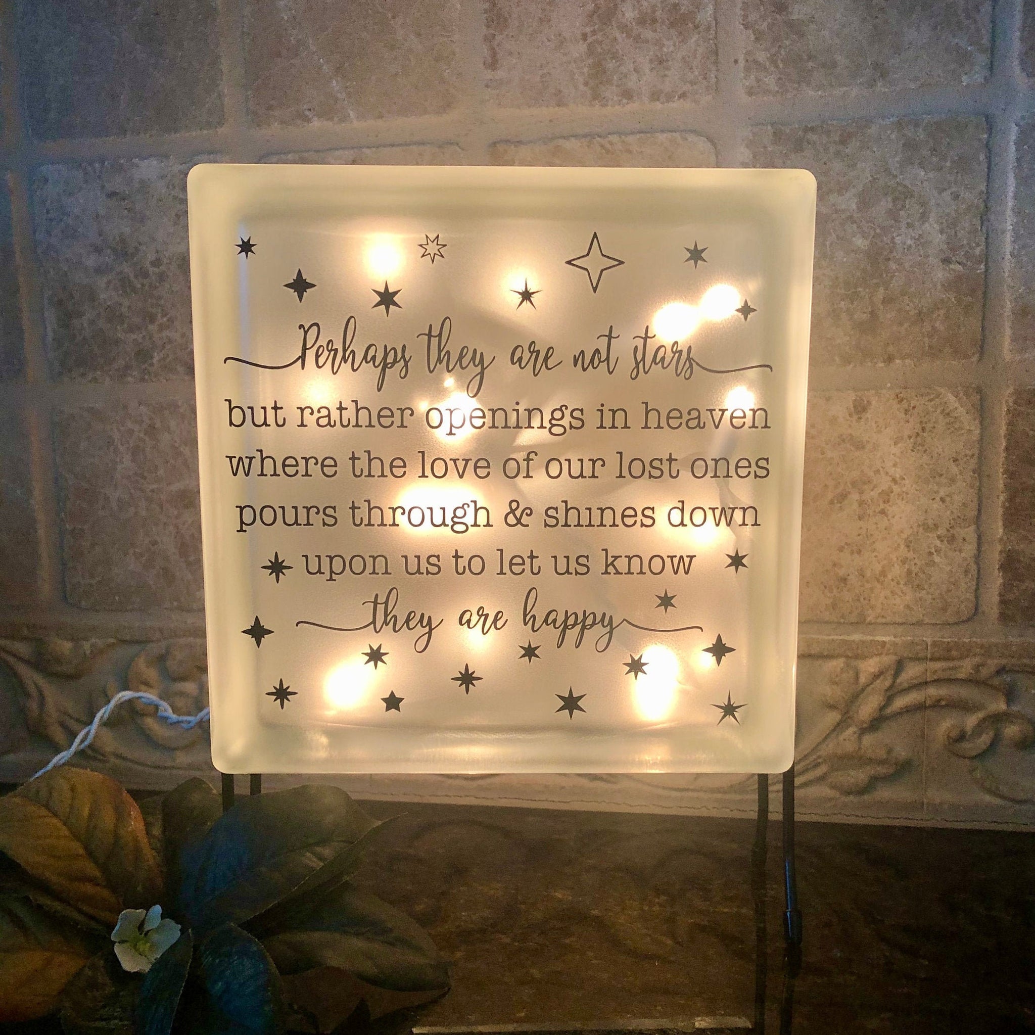 Perhaps They Are Not Stars Quote Night Light- Funeral Gift, Memorial for Loved One