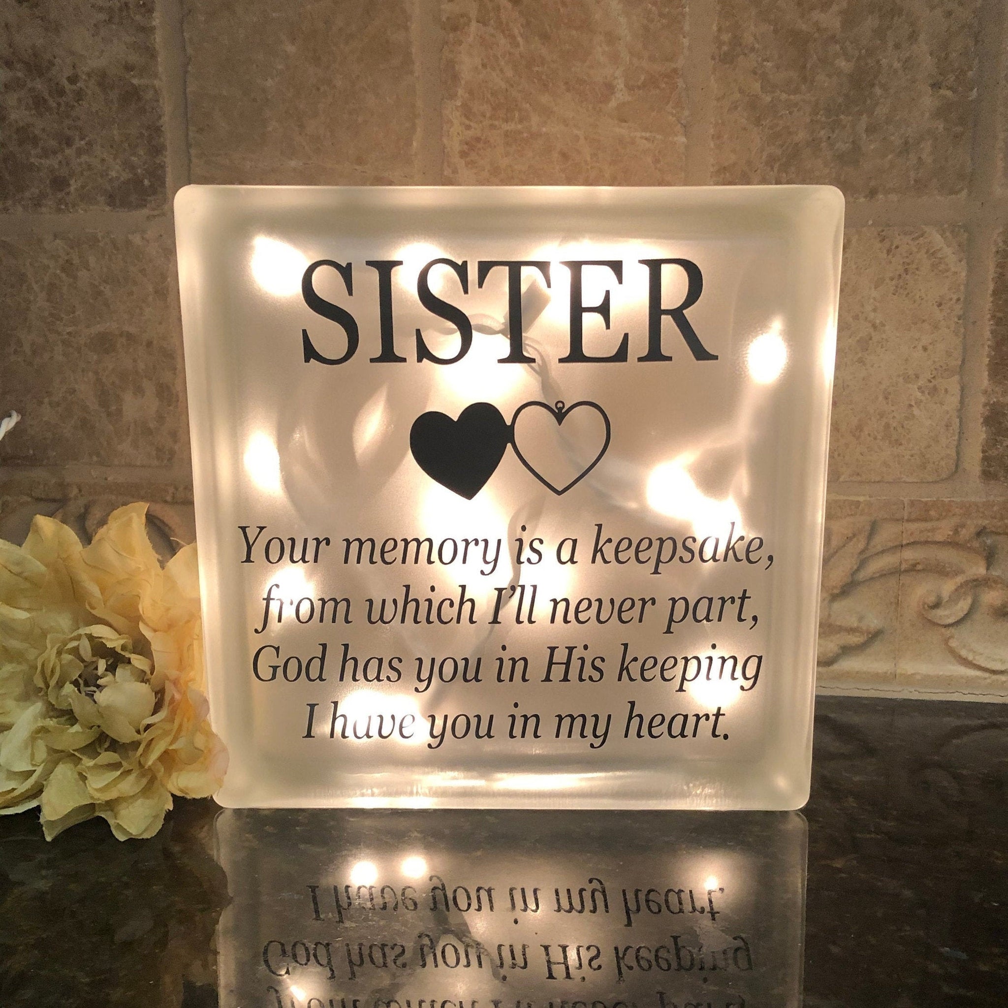 Sister Remembrance Frosted Glass Light- Memorial For Sister, Loss Of Sister, Condolence  Gift