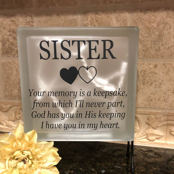 Sister Remembrance Frosted Glass Light- Memorial For Sister, Loss Of Sister, Condolence  Gift