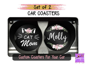 Cat Mom Personalized Car Coasters