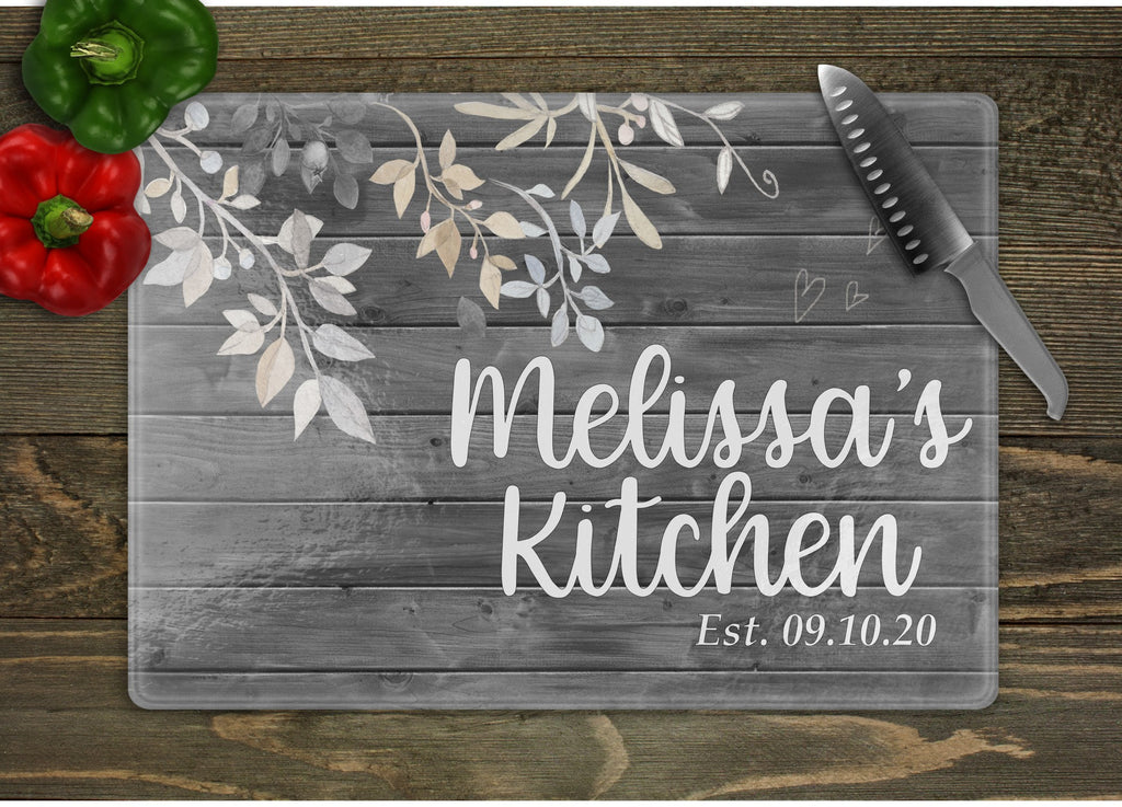 Custom Photo Kitchen Signs for Couples - 8x10 Tempered Glass Cutting Board - Add Photo, Logo, Picture on Cutting Board - Wedding Gifts for The