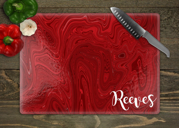 Multicolored Marble Personalized Glass Cutting Board