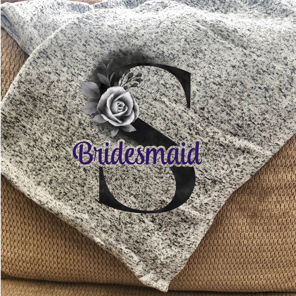 Wedding Party Initial Personalized Throw Blanket