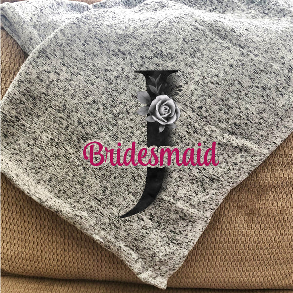 Wedding Party Initial Personalized Throw Blanket