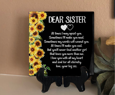 Decorative Dear Sister Personalized Tile - Sister Gifts