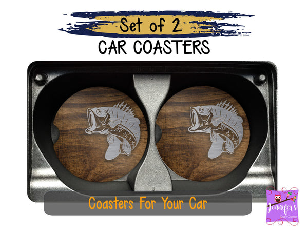 Personalized Bass Car Coasters