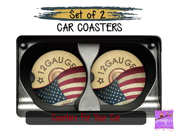 12 Gauge American Flag Car Coaster Set