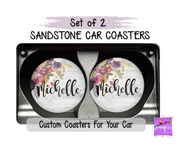 Floral Custom Car Coaster Set