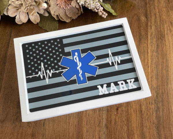 Personalized Paramedic Keepsake Box - Gift for Husband, Nightstand Box, Change and Wallet Box