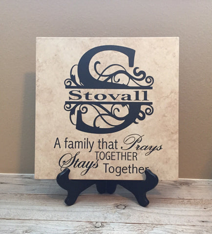 12x12 Family That Prays Together Personalized Tile