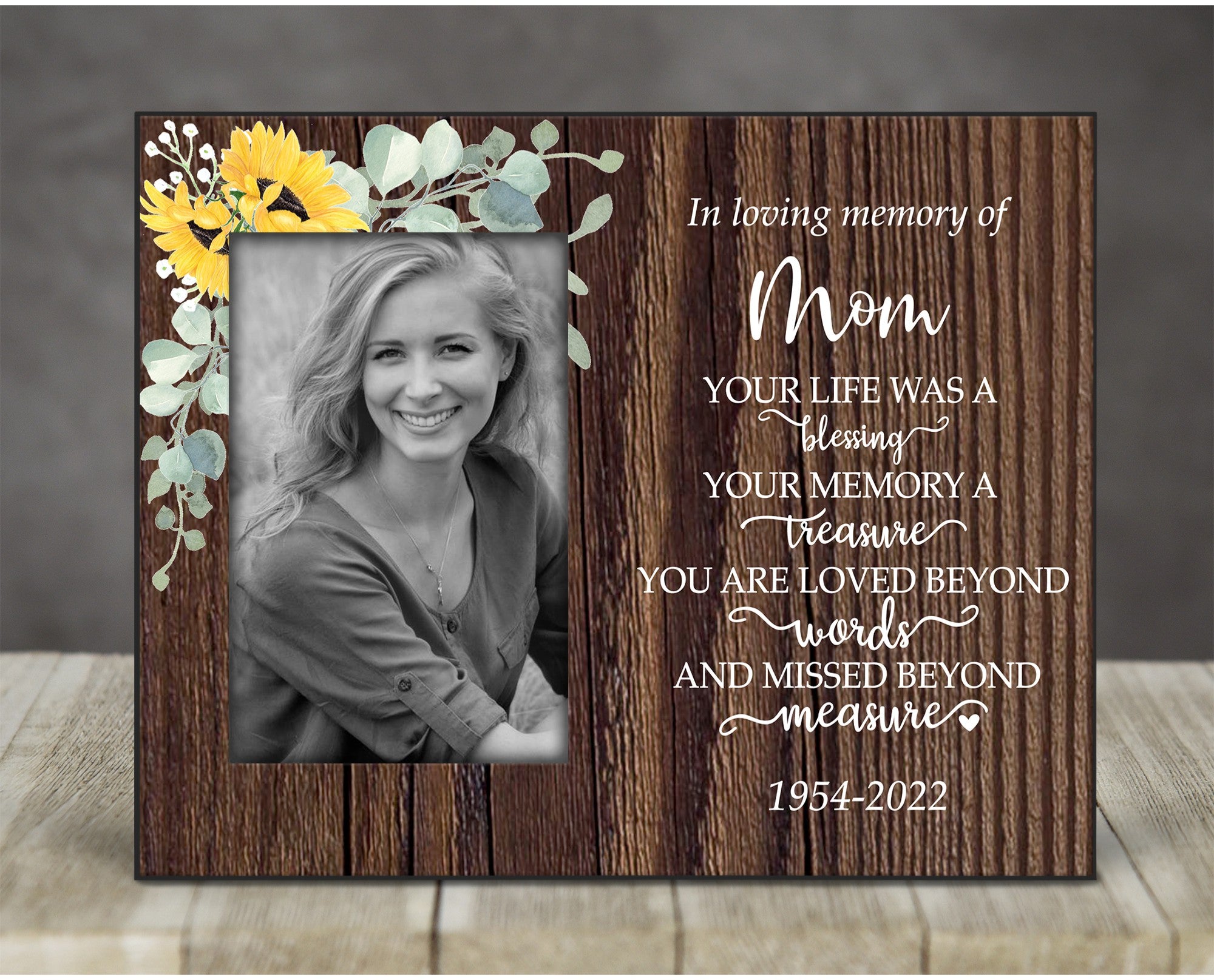 Custom Wooden Memorial Double Picture Frame Holds 2-4x6 Photo - in Loving Memory Gone White